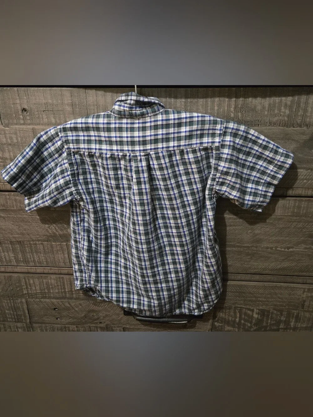 Ralph Lauren Boys Sz 6 Plaid Button Down Shirt Blue Green 100% Cotton Pony Logo